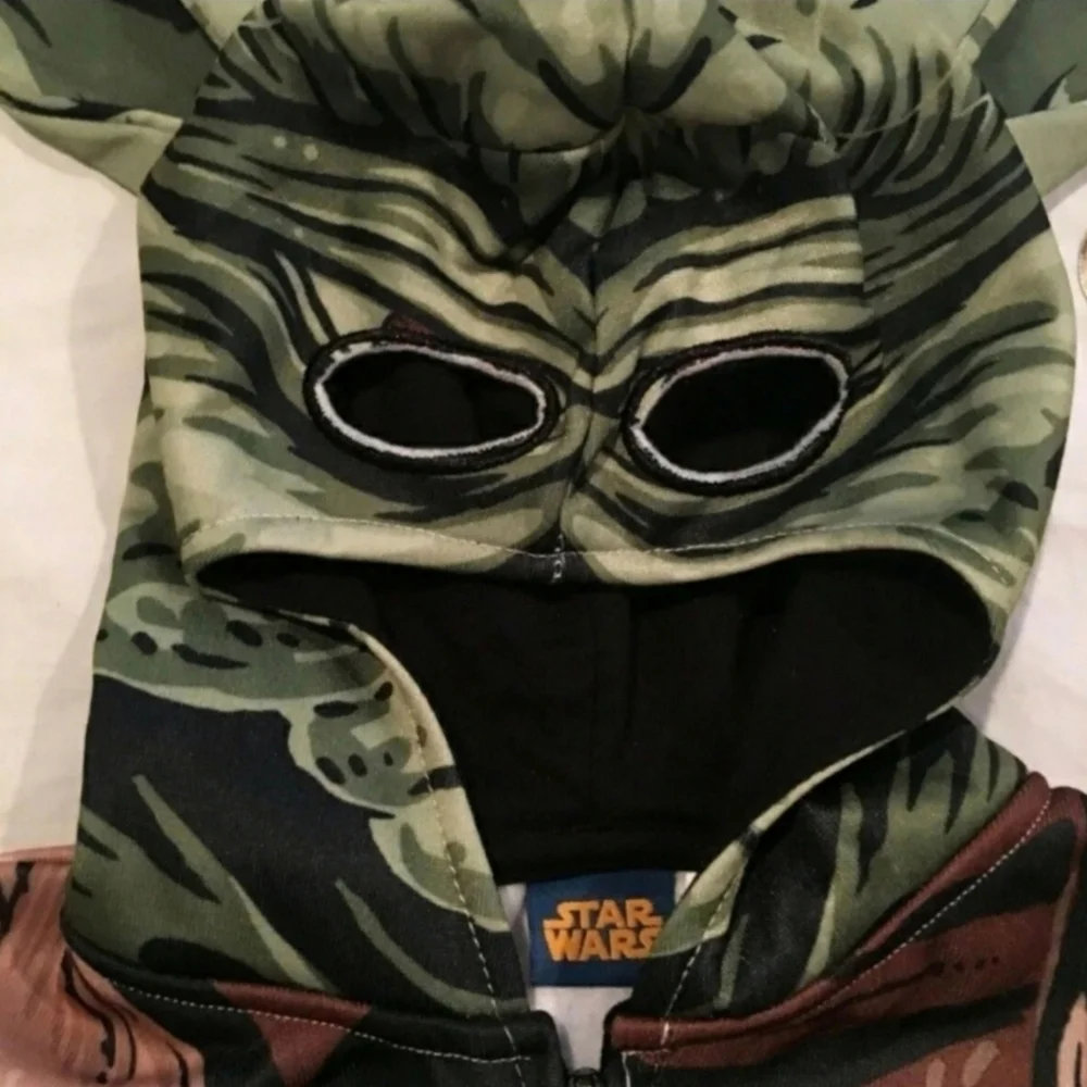 Star Wars Yoda Zip Up Mask with Hoodie Size Youth XL